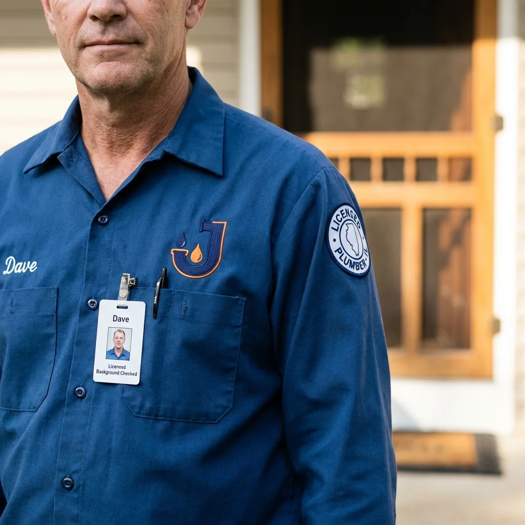Licensed plumber showing ID badge in West Haverstraw, NY