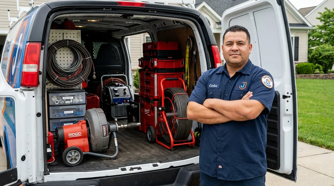 Professional drain cleaning equipment and Johns Plumbing LLC plumber in West Haverstraw