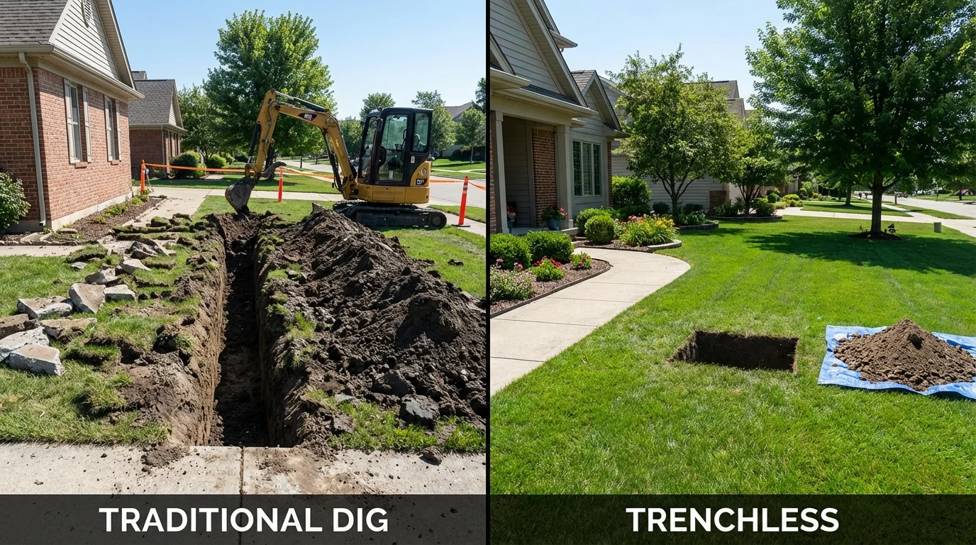 Trenchless sewer repair with minimal yard damage versus traditional excavation in West Haverstraw, NY